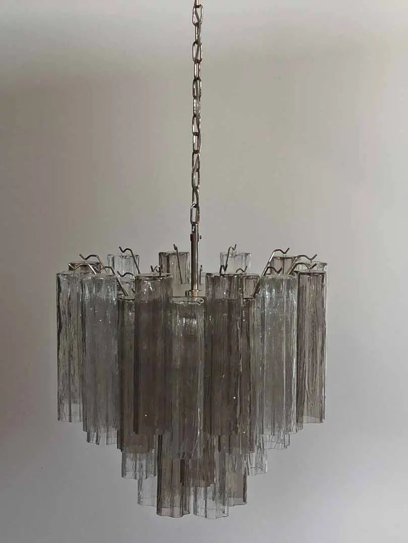Murano Glass Chandelier – 36 Tubes – Smoked / transparent