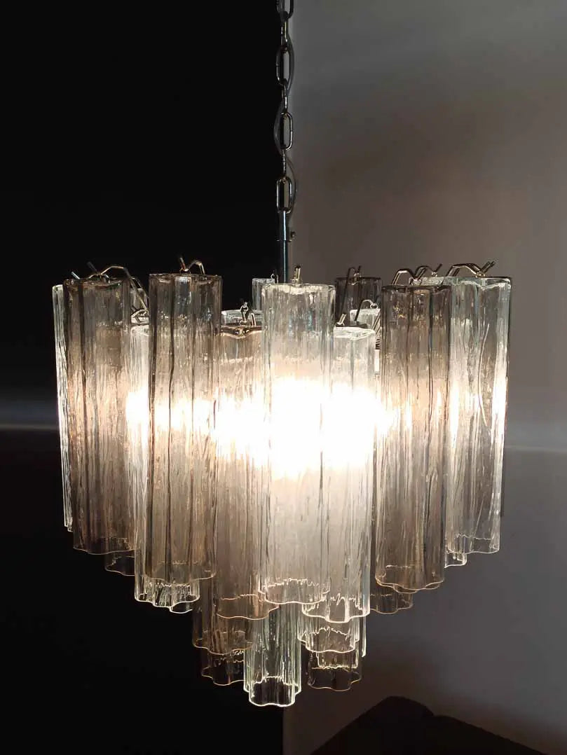 Murano Glass Chandelier – 36 Tubes – Smoked / transparent