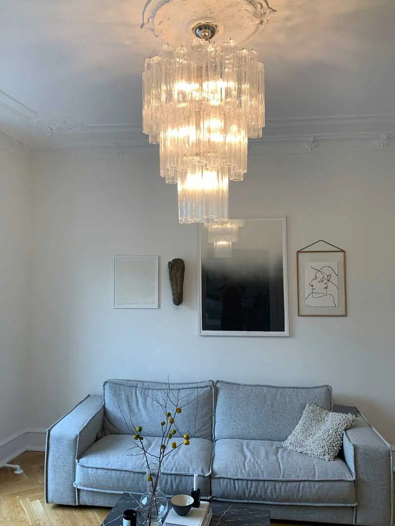 Murano Glass Chandelier – 48 Tubes – Transparent