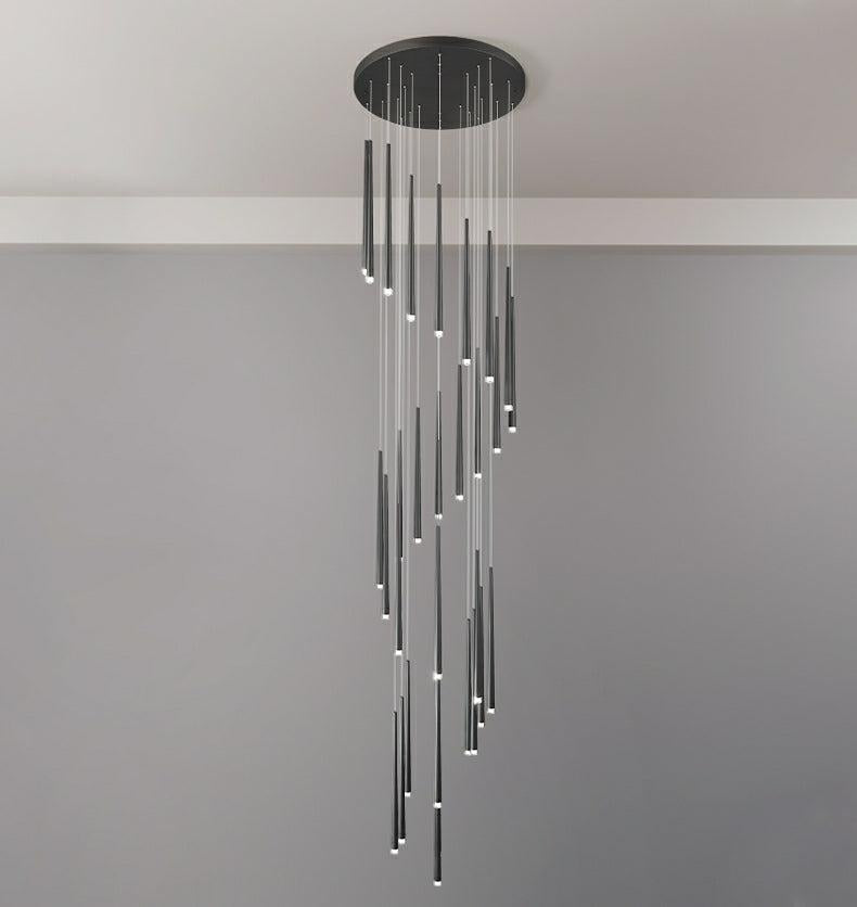 Minimalism Foyer Staircase Chandelier Ceiling Pendant Lighting for Living Room Entryway in Gold / Black Finish