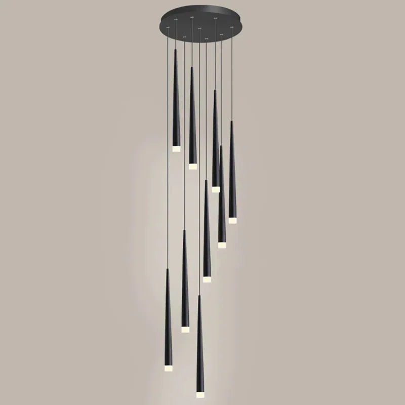 Minimalism Foyer Staircase Chandelier Ceiling Pendant Lighting for Living Room Entryway in Gold / Black Finish