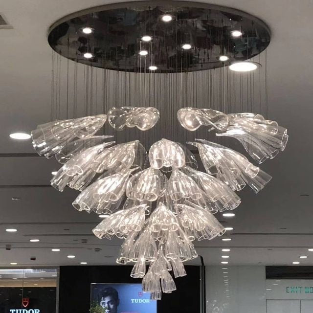 Light Luxury Glass Petal-Shaped Chandelier with Superior Finish