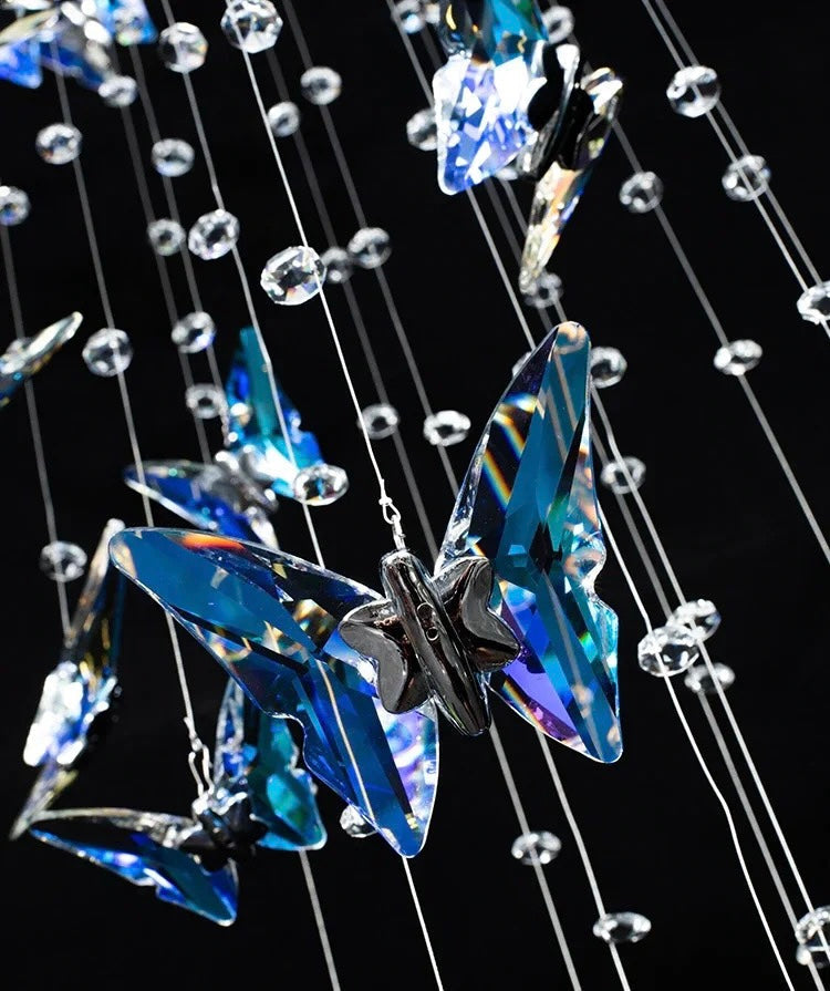 Northern European Style K9 Crystal Floating Butterfly Chandelier for High-Ceiling