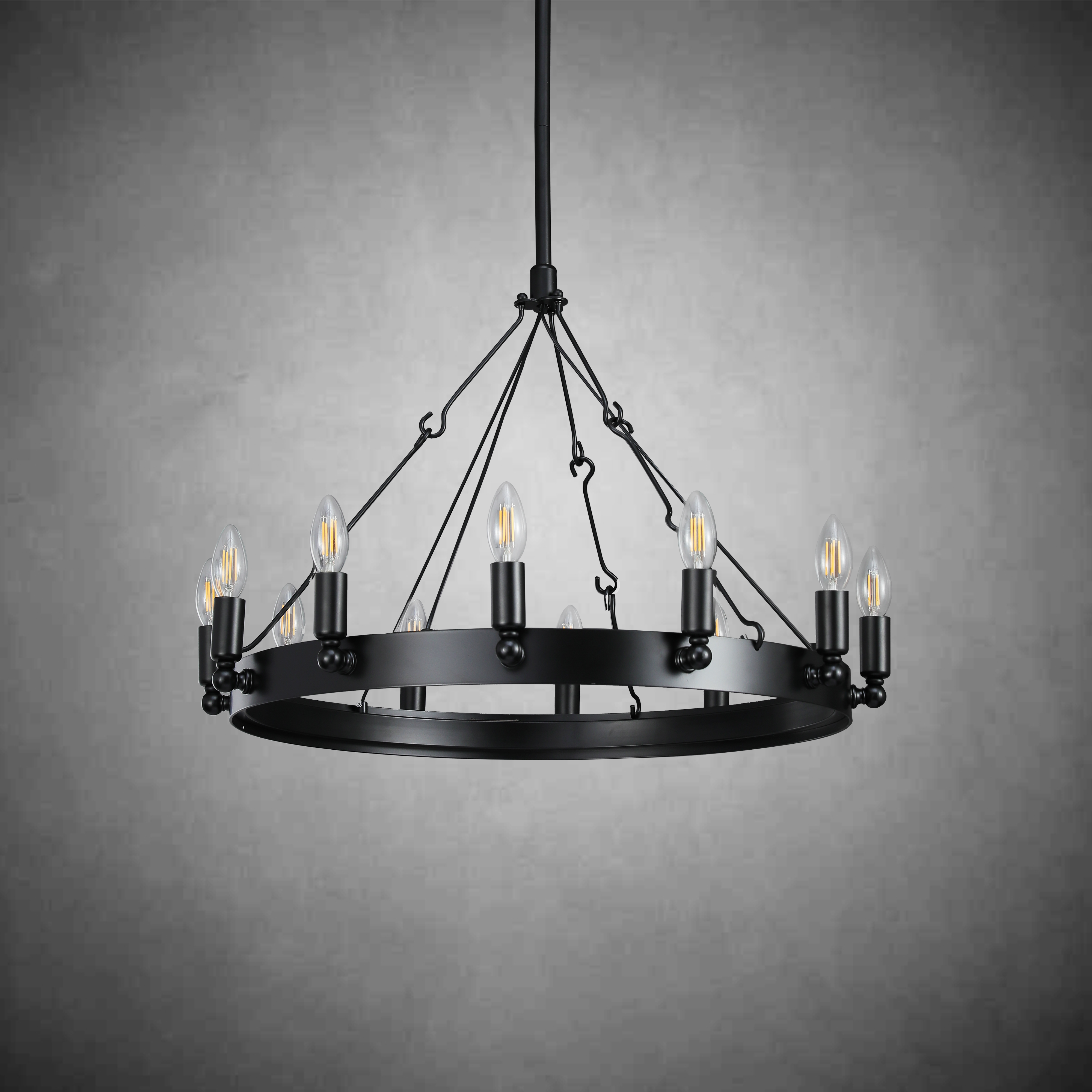 Camina Vintage Candelabra Round Chandelier 26"