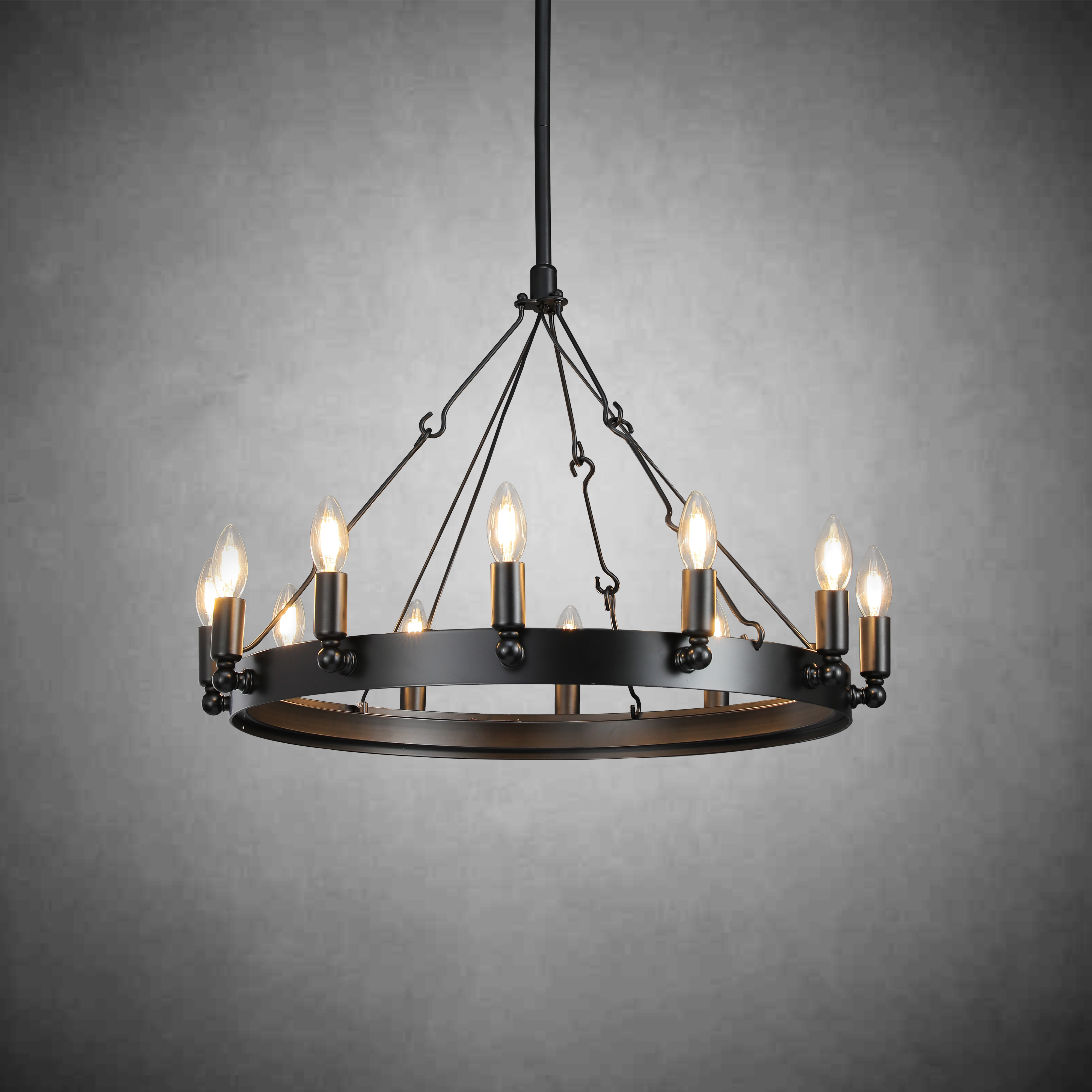Camina Vintage Candelabra Round Chandelier 26"