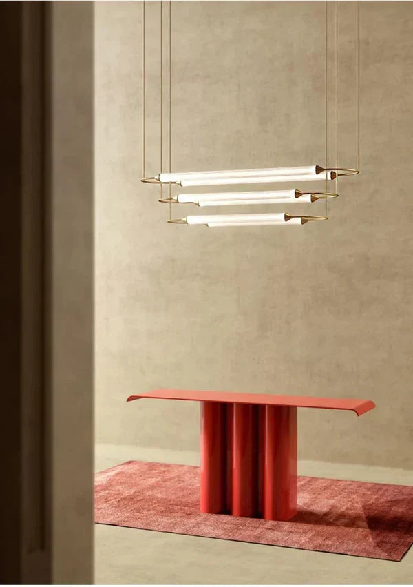 Minimalism Brass Ellipse LED Chandelier Horizontal Design for Kitchen Island and Dining Room