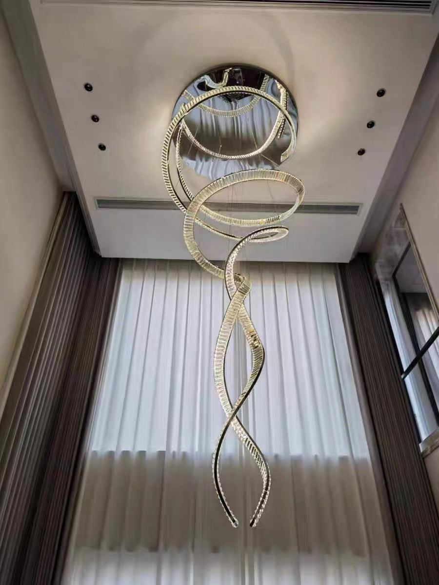 Designer Foyer Living Room Ceiling Light Stylish Spiral Crystal Chandelier for Hotel Entrance