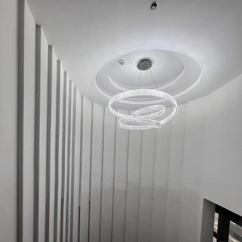 Crystal Chandelier Pendant Light with K9 Crystals and Stainless Steel Chain for Restaurant and Living Room