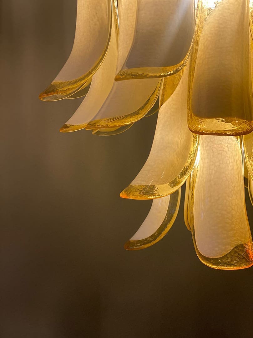 Murano Glass Chandelier – 26 Petals – Amber