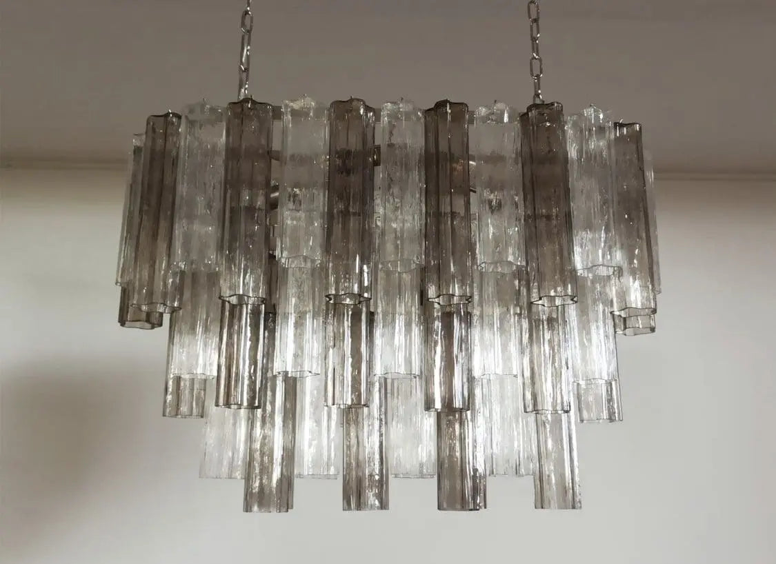 Murano Glass Chandelier – 62 Tubes – Smoked / transparent
