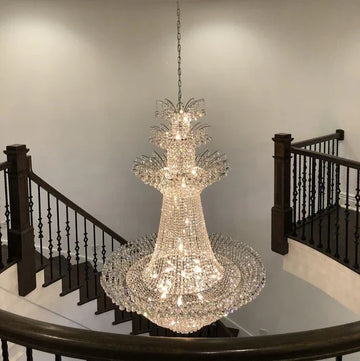 Empire Extra Large French Classic Multi-Tiered Crystal Chandelier with Metal Finish and Lotus-Shaped Design