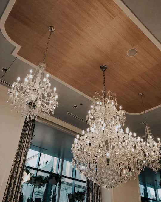 Traditional Candle-Shaped Crystal Chandelier with K9 Crystal Finish for Staircase Foyer Living