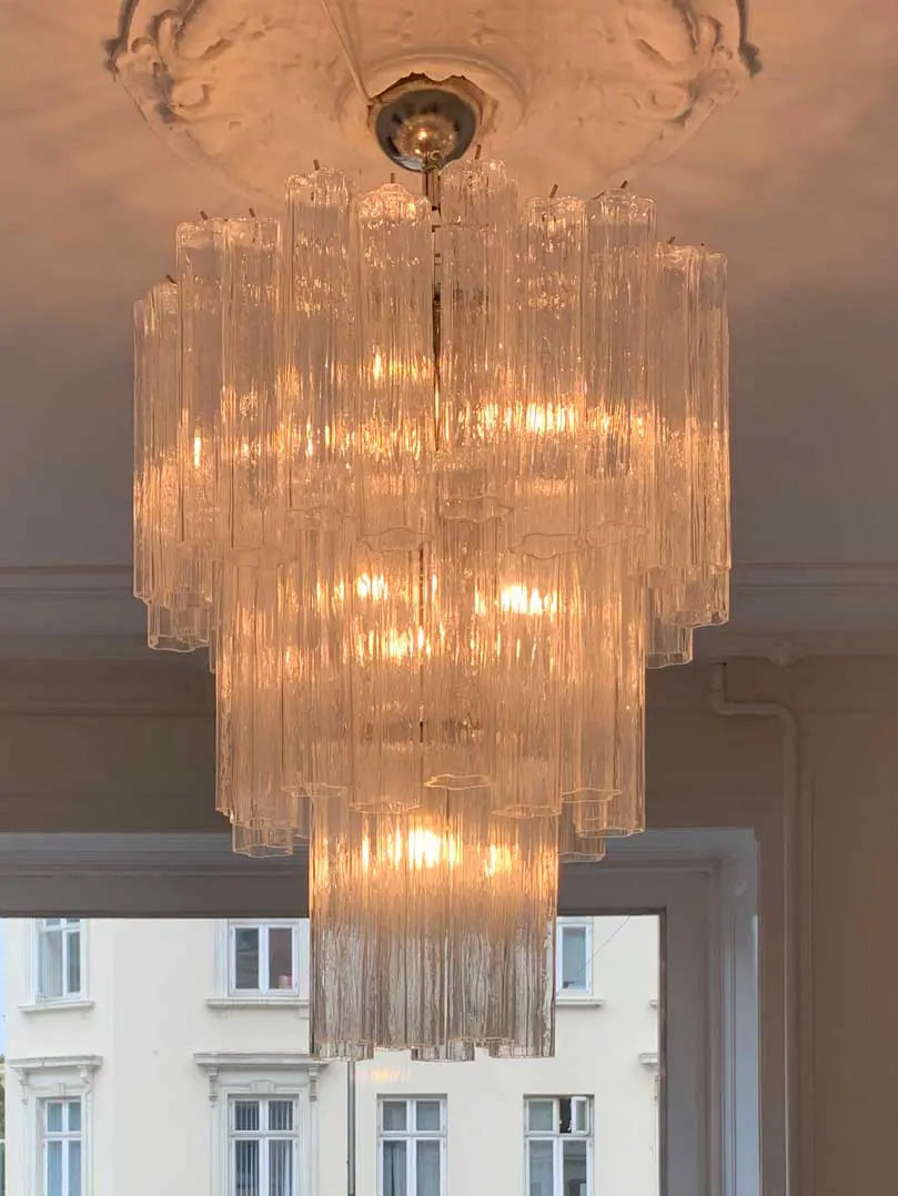Murano Glass Chandelier – 48 Tubes – Transparent