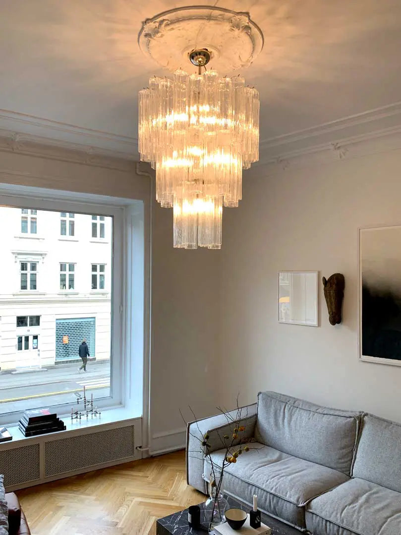 Murano Glass Chandelier – 48 Tubes – Transparent
