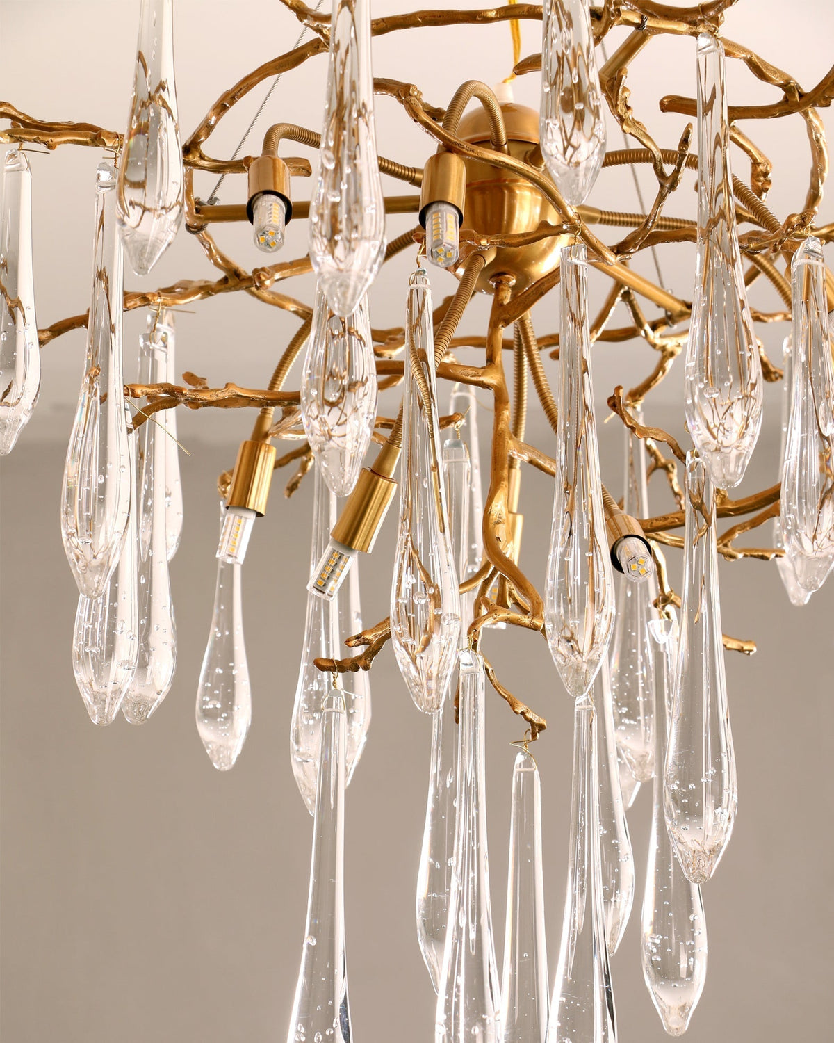 Icicle Branch Brass Crystal Chandelier