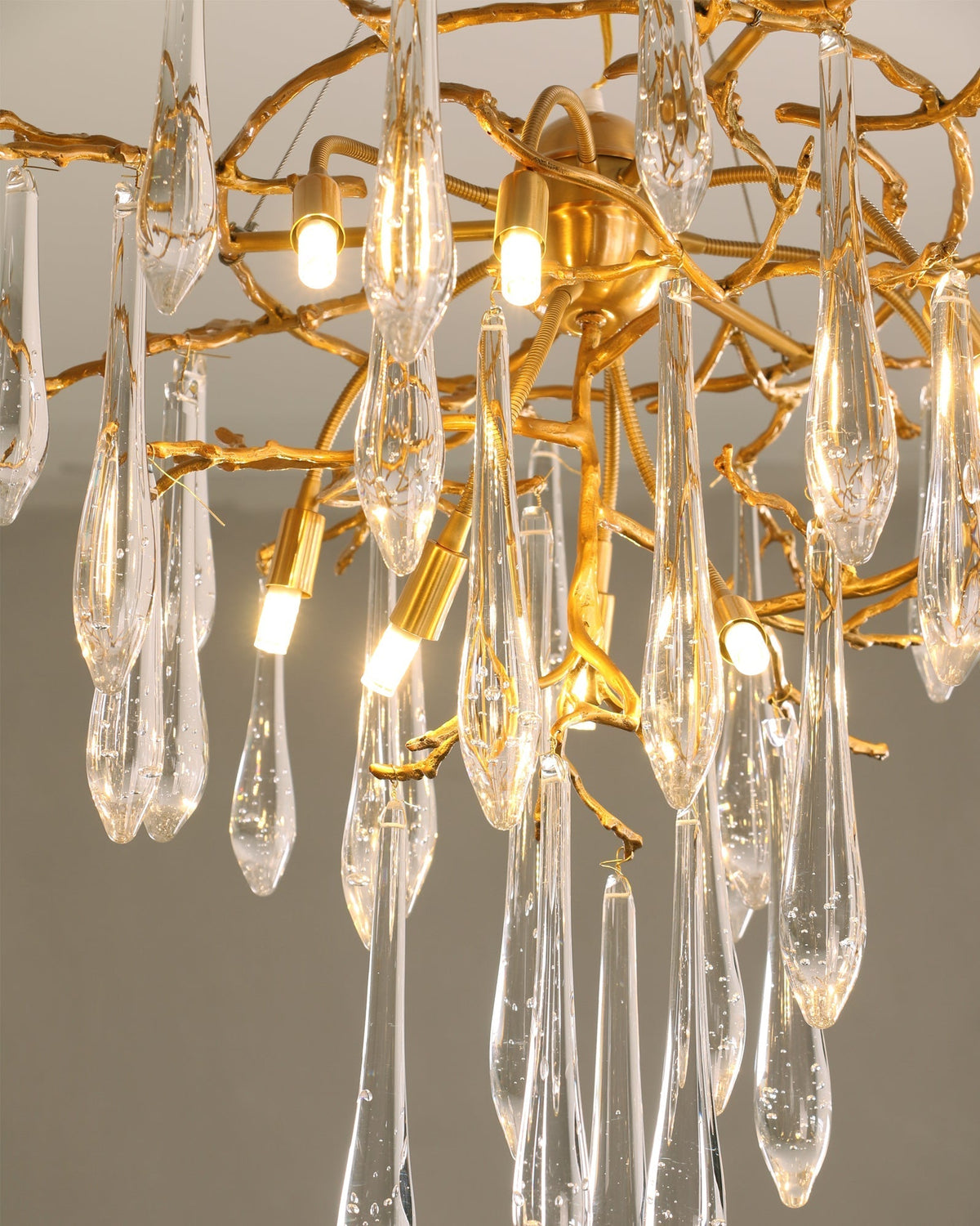 Icicle Branch Brass Crystal Chandelier