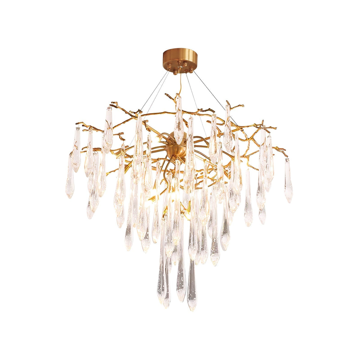 Icicle Branch Brass Crystal Chandelier