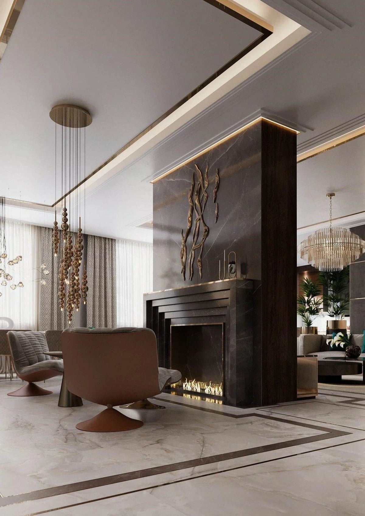 Modern Creative Black / gold Cluster Glass Pendant Lamp