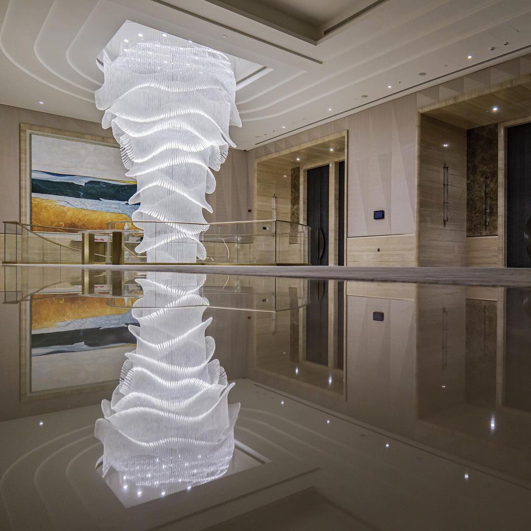 Luxury Palm Tree Glass Rods Chandelier for Hotel / restaurant / villa / staircase