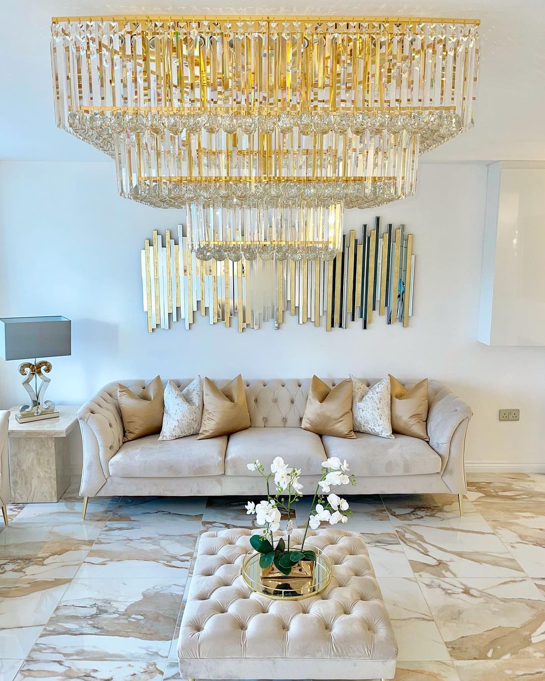 Square Crystal Ceiling Crystal Chandelier Light Three Layers