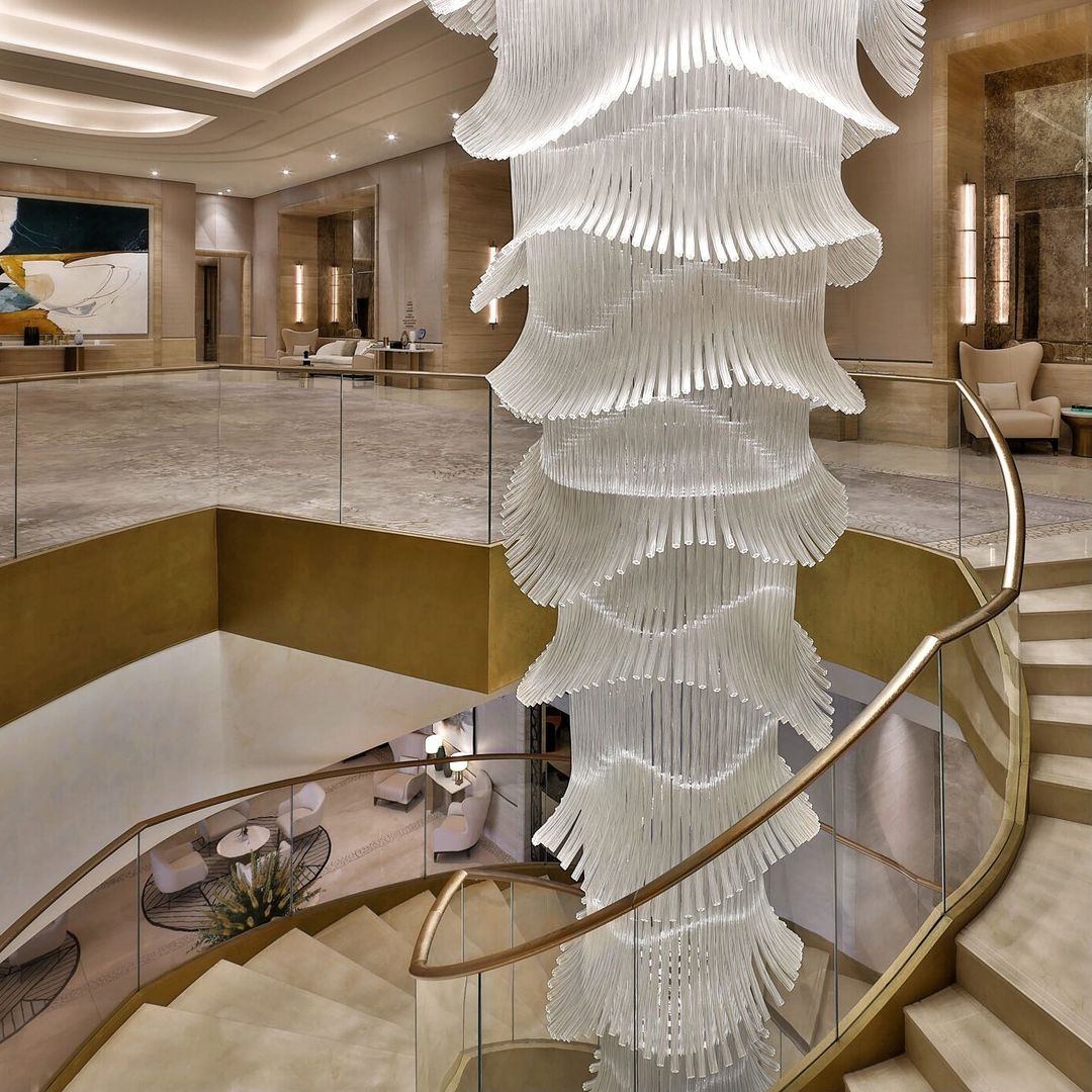 Luxury Palm Tree Glass Rods Chandelier for Hotel / restaurant / villa / staircase