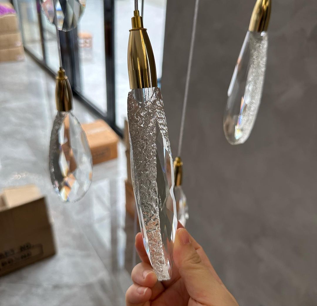 Modern Floating Crystal Chandelier for High-Ceiling