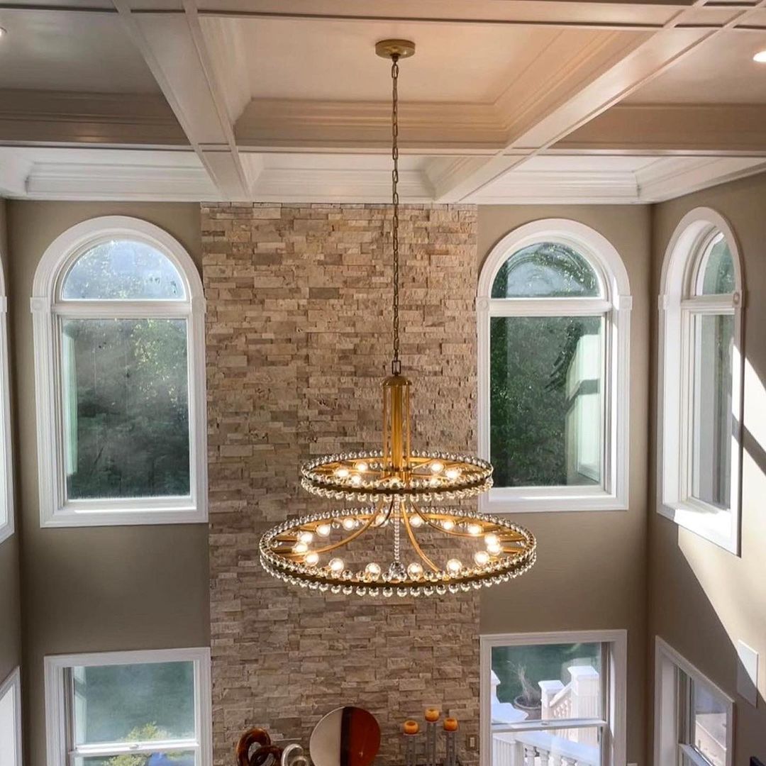 Modern 2 / 3 Ring Glass Ball Chandelier for Low-Ceiling