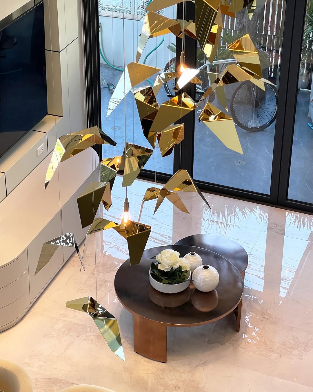 Golden Wings Floating Chandelier with Metallic Finish for Hall, Hotel, Restaurant