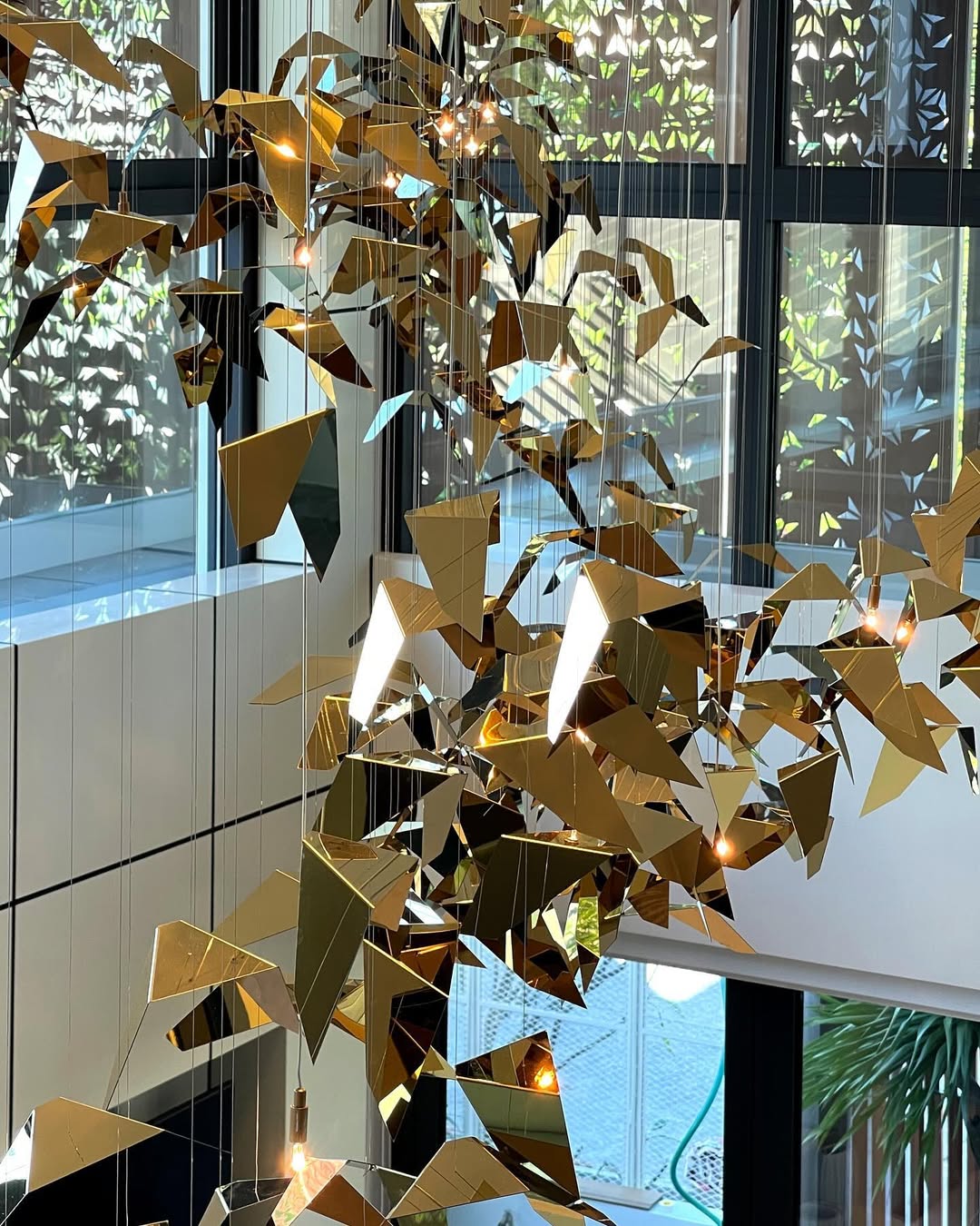 Golden Wings Floating Chandelier with Metallic Finish for Hall, Hotel, Restaurant