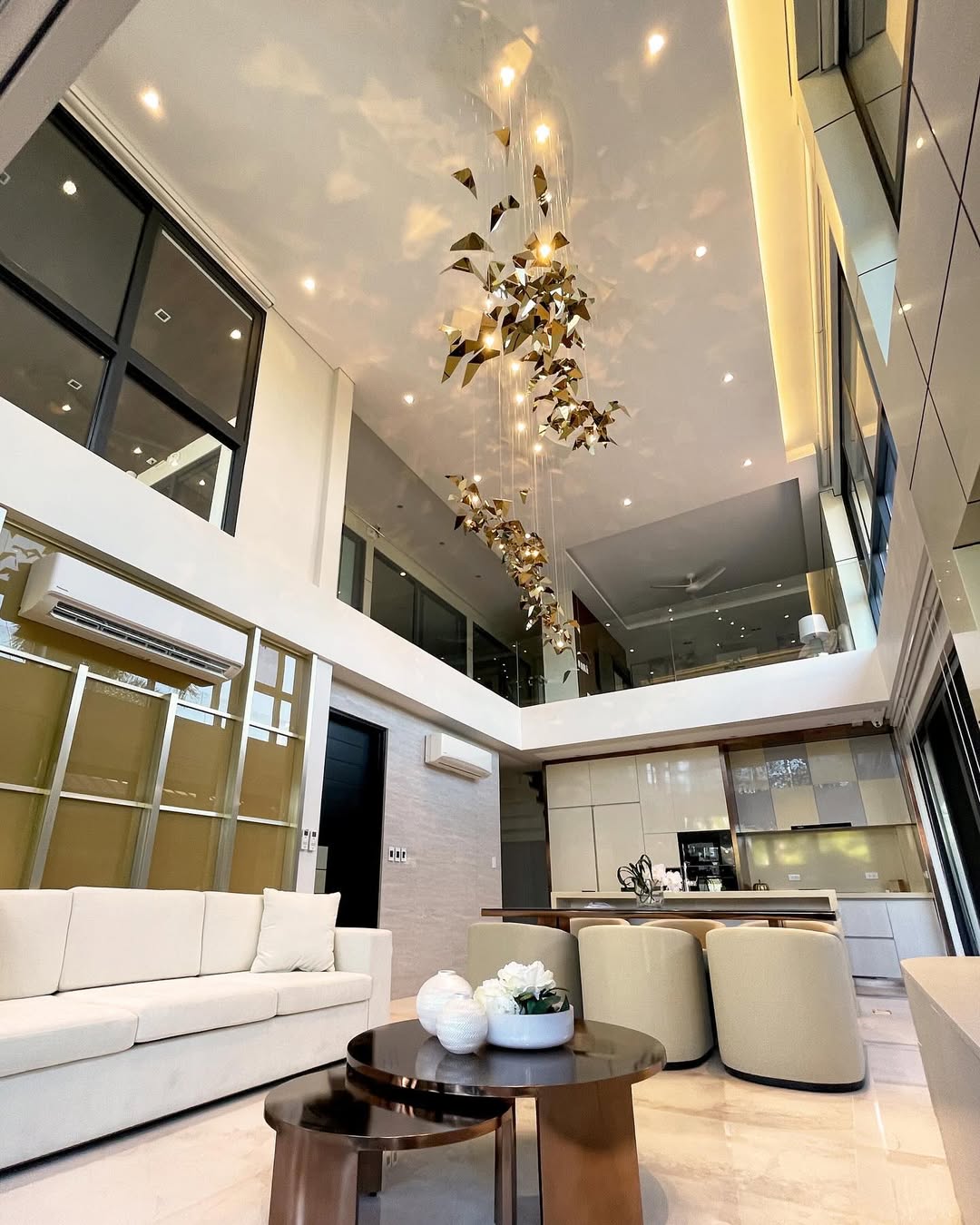 Golden Wings Floating Chandelier with Metallic Finish for Hall, Hotel, Restaurant
