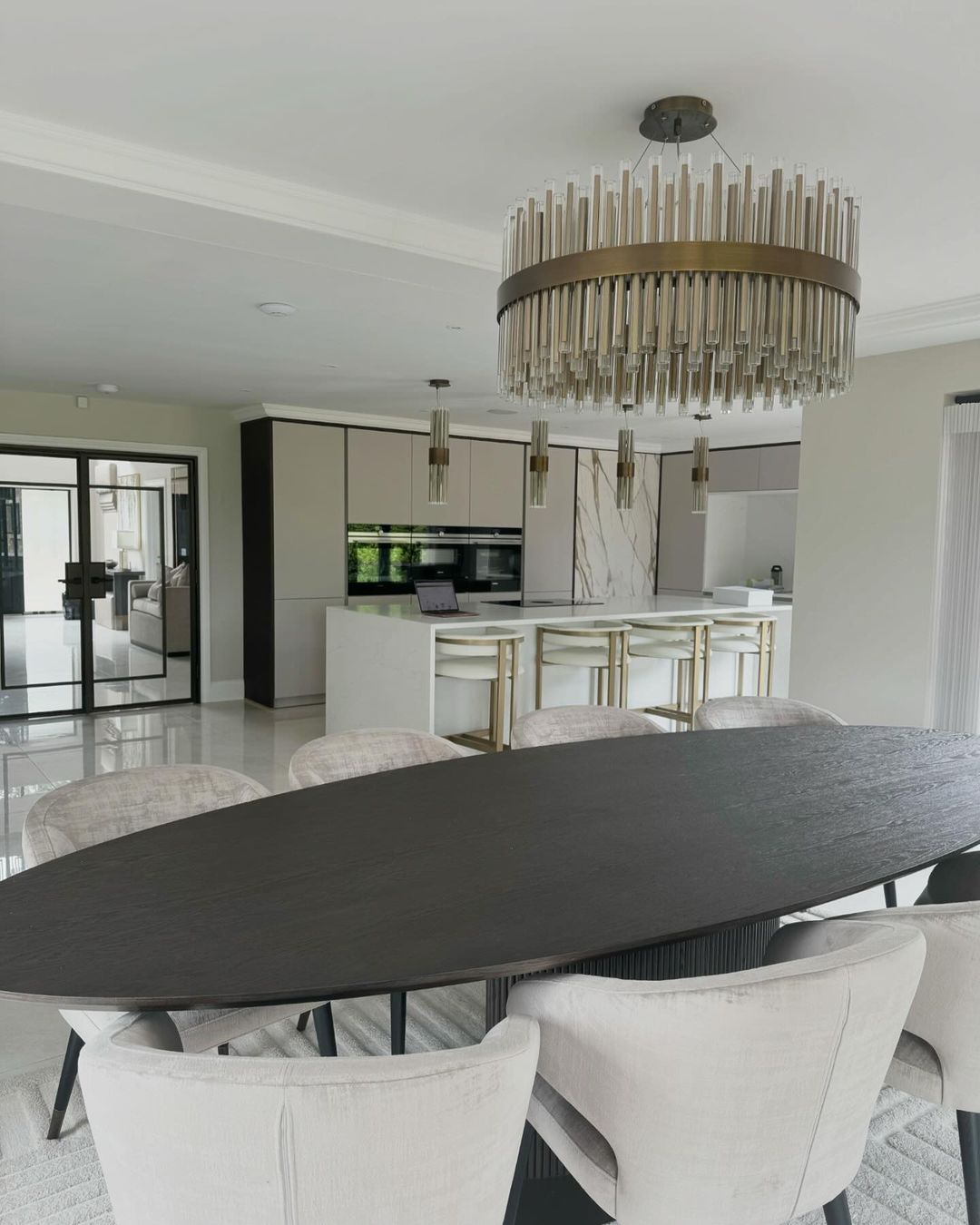 Modern Antique Brass Finish Round & Rectangle Glass Tube Chandelier – High-Quality Materials