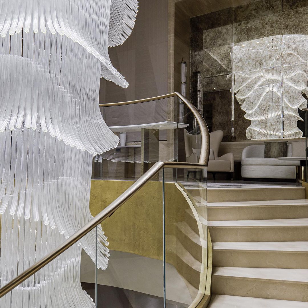 Luxury Palm Tree Glass Rods Chandelier for Hotel / restaurant / villa / staircase