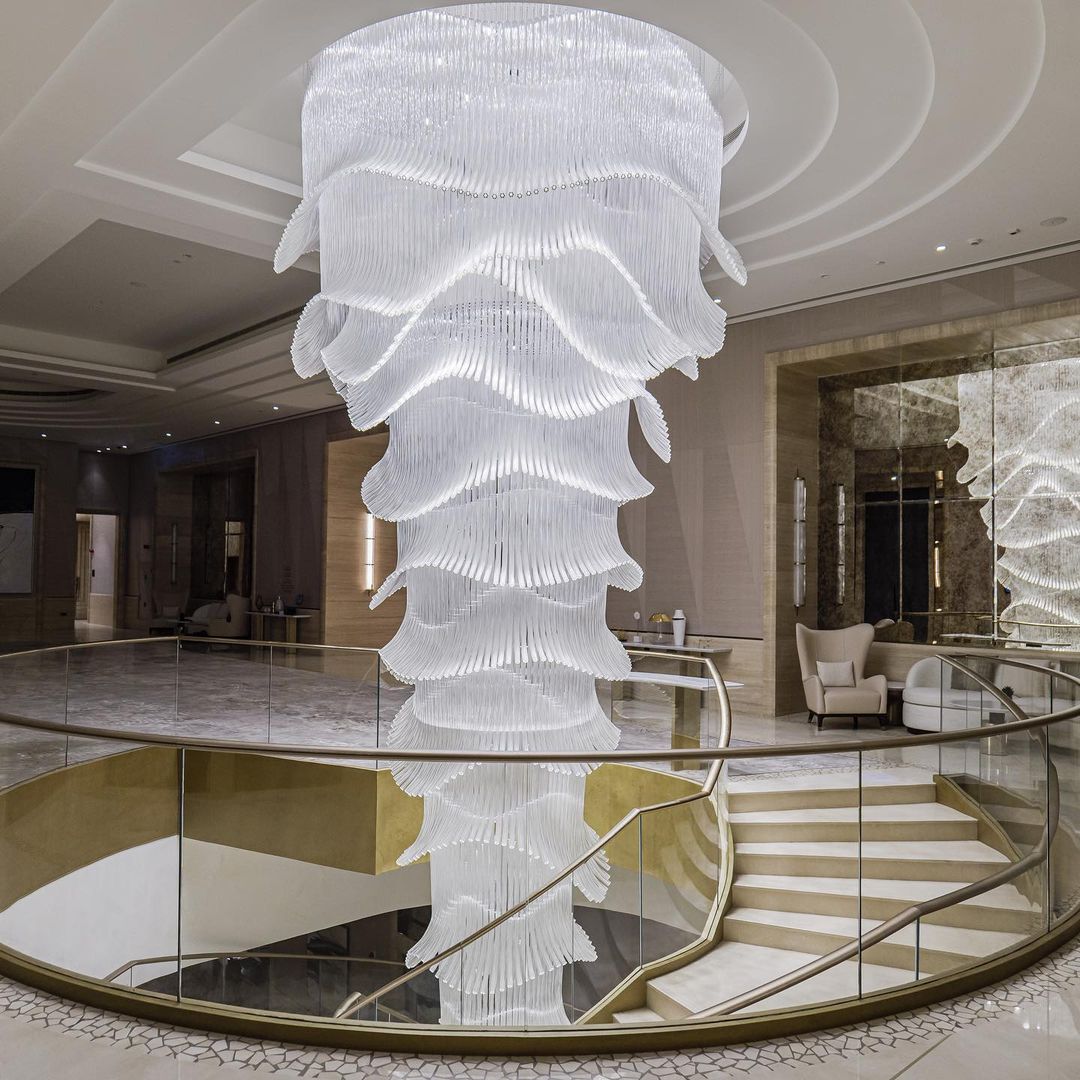 Luxury Palm Tree Glass Rods Chandelier for Hotel / restaurant / villa / staircase