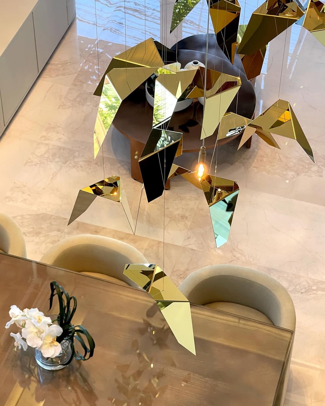 Golden Wings Floating Chandelier with Metallic Finish for Hall, Hotel, Restaurant