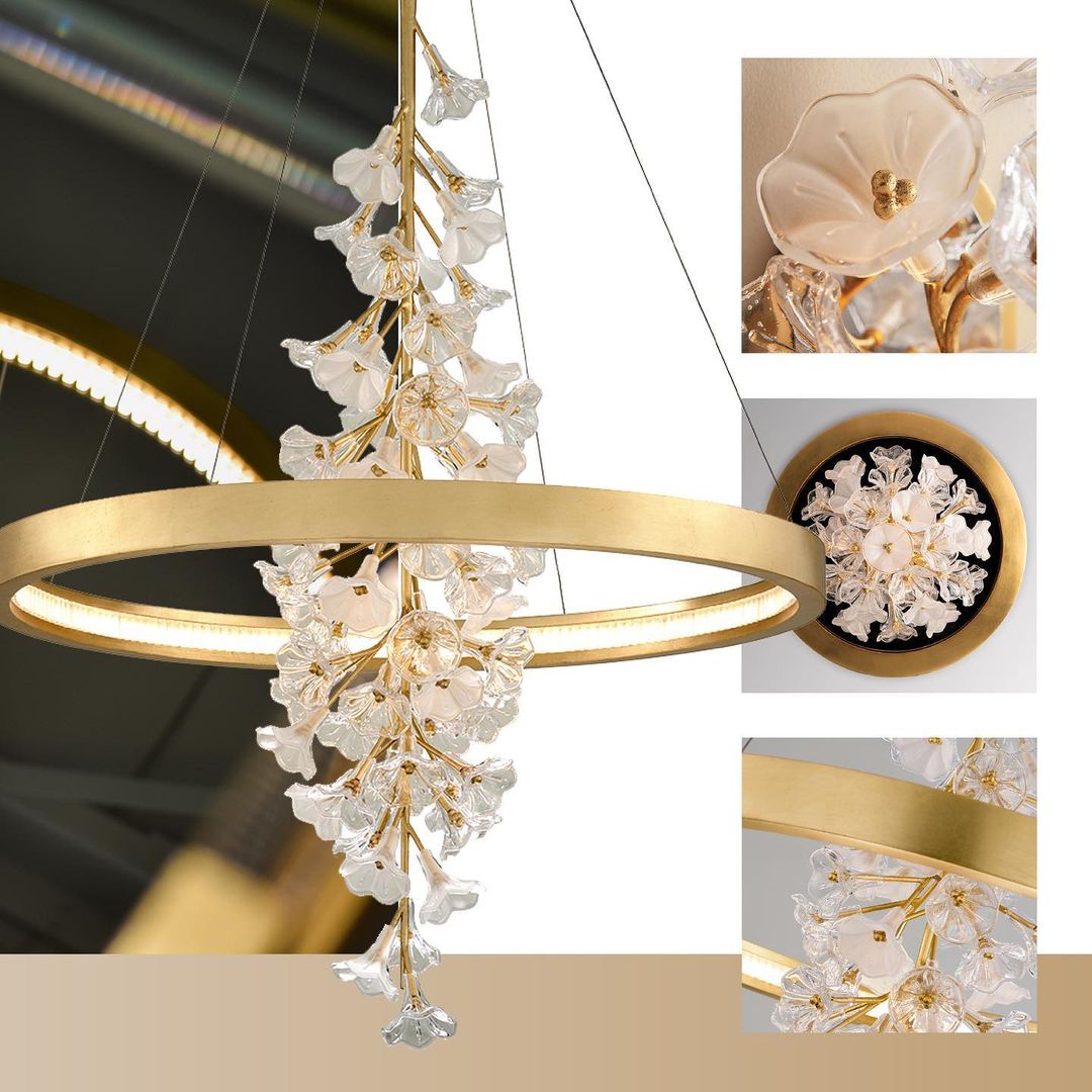 Modern Art Design Vertical Flower Chandelier for Low-Ceiling