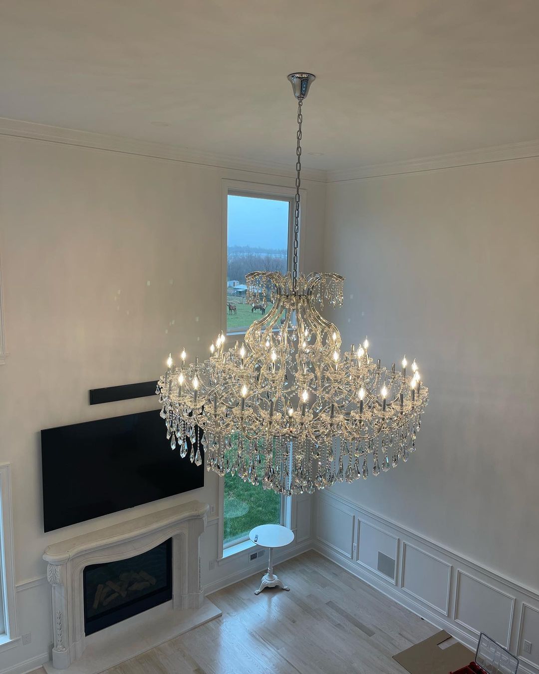 Traditional Classic K9 Crystal Candle-Shaped Chandelier with Steel Finish for Staircase and