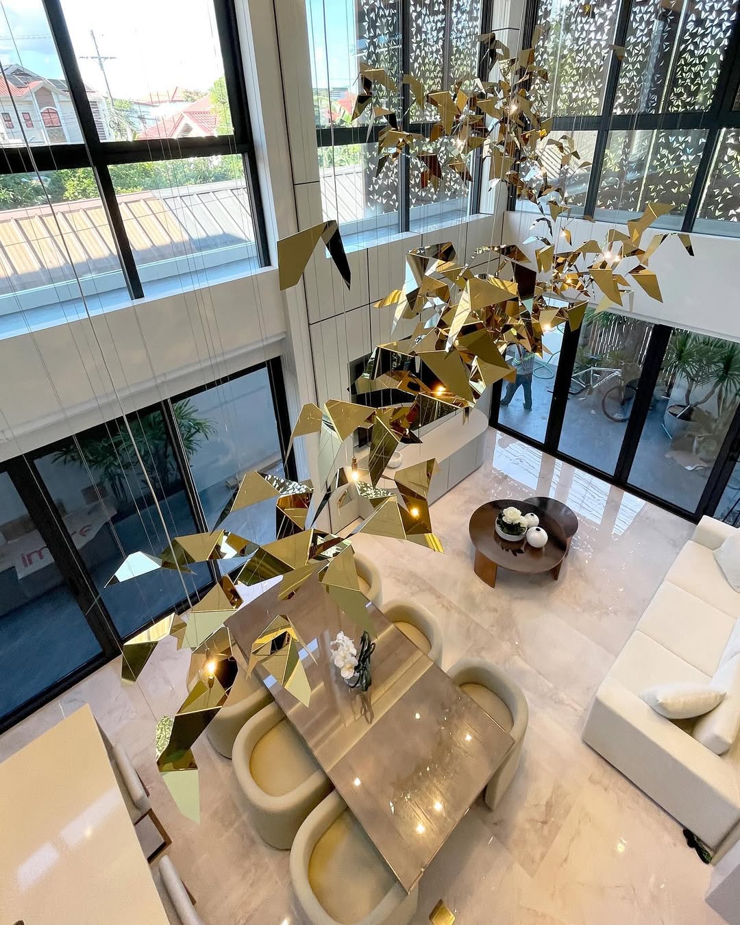 Golden Wings Floating Chandelier with Metallic Finish for Hall, Hotel, Restaurant