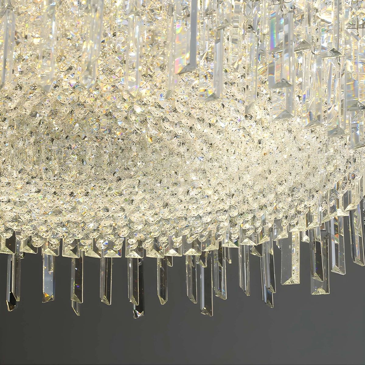 Chrome Silver Stylish Round Crystal Chandelier Modern Ceiling Pendant Light for Living Room / Bedroom