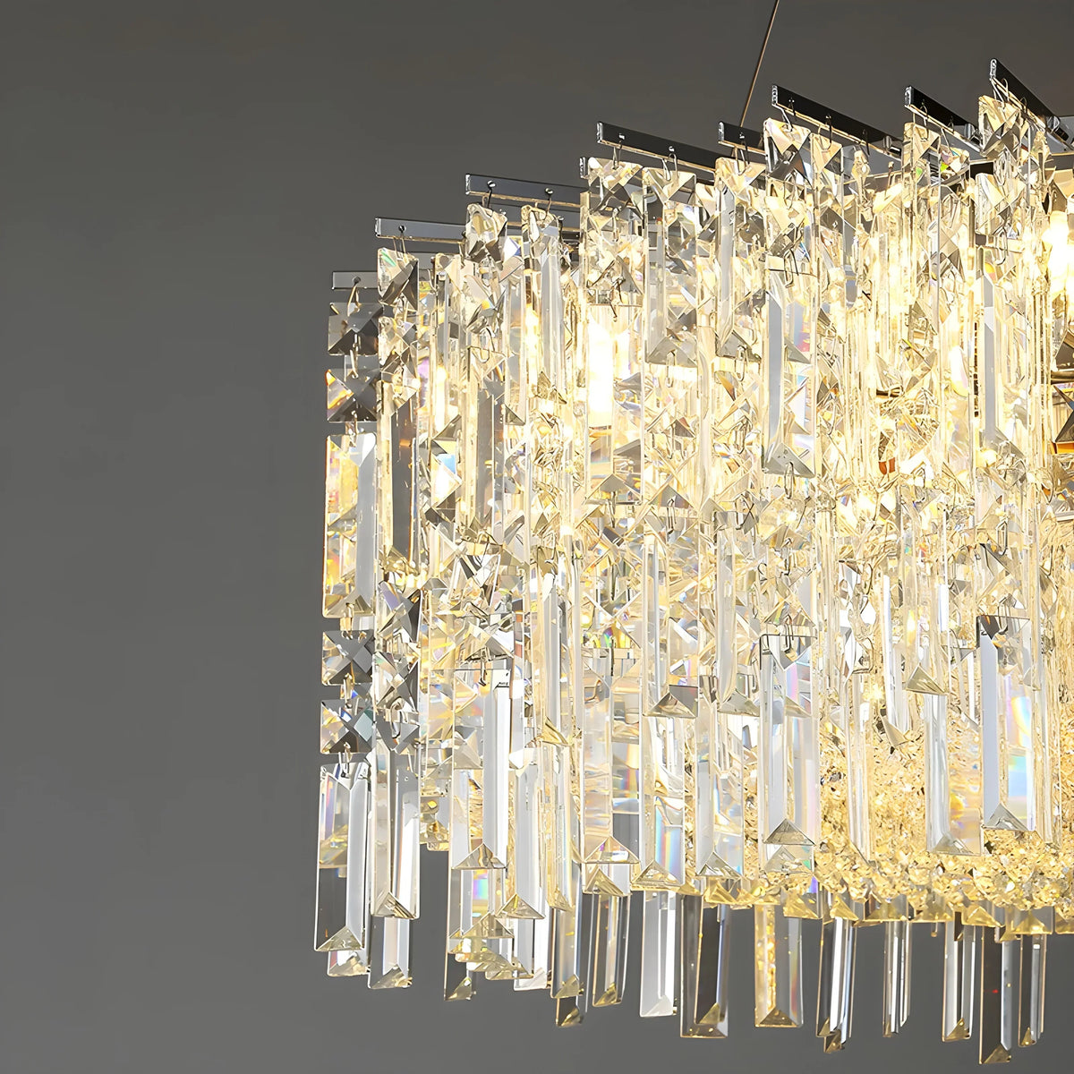 Chrome Silver Stylish Round Crystal Chandelier Modern Ceiling Pendant Light for Living Room / Bedroom