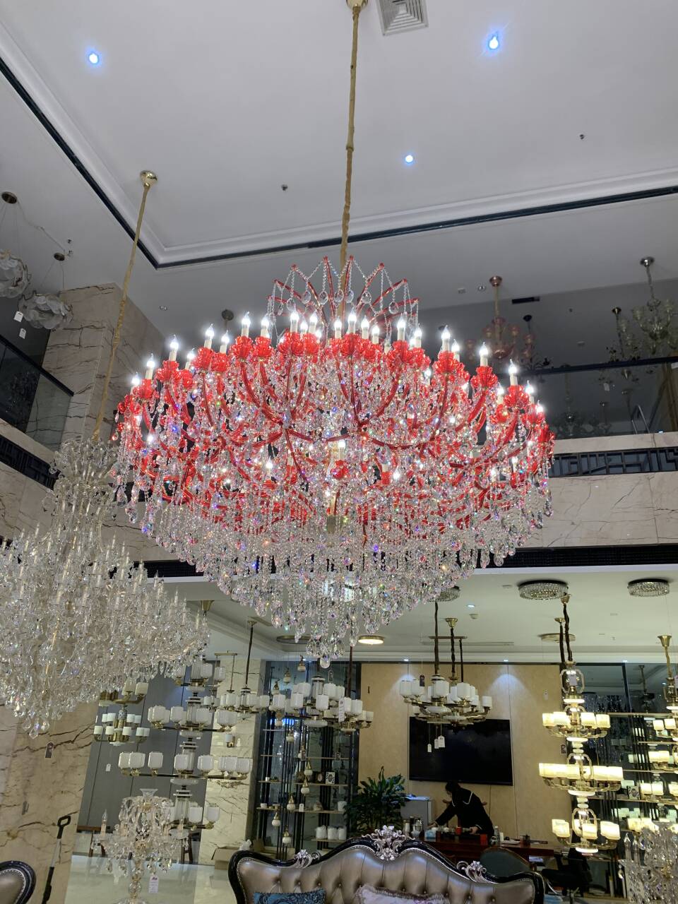 New Art Design Unique Red Crystal Chandelier for Foryer / staircase / restaurant / hotel