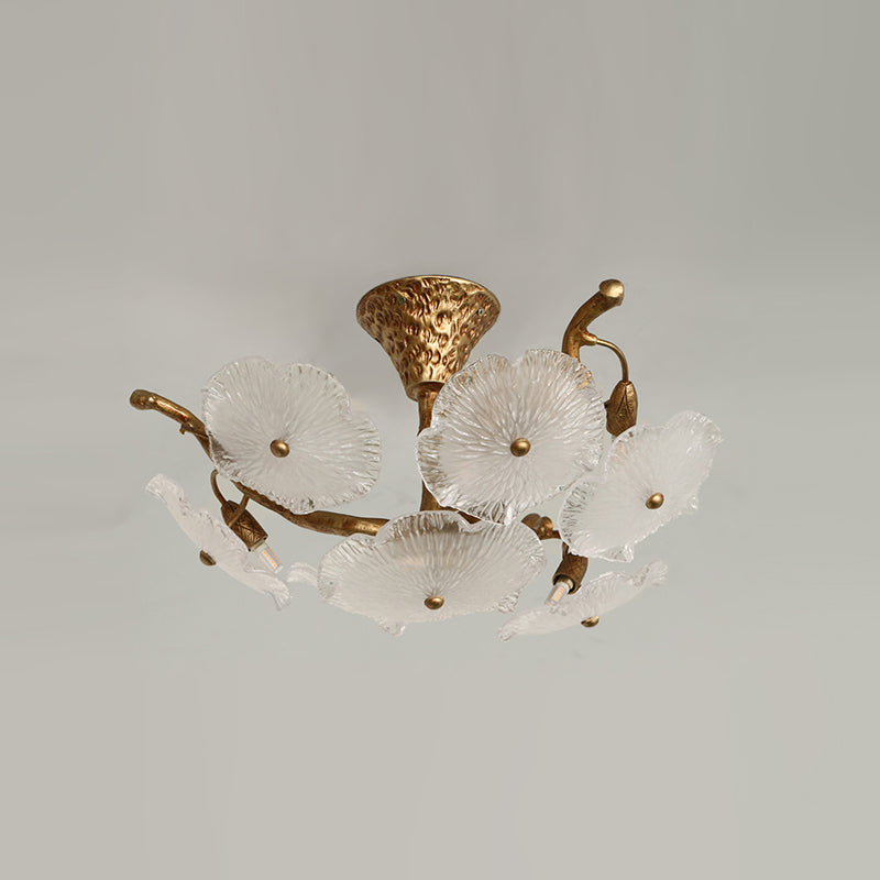 Kamal Branch Brass Crystal Flushmount