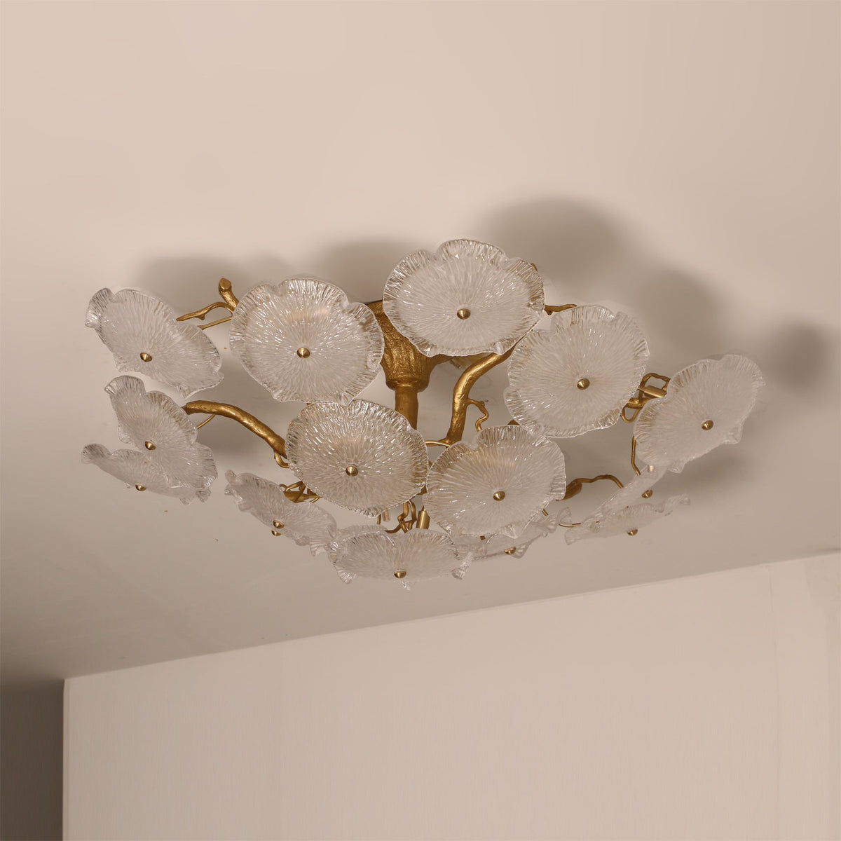 Kamal Branch Brass Crystal Flushmount