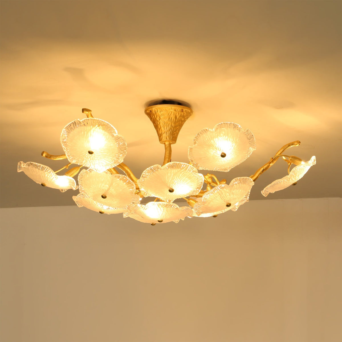Kamal Branch Brass Crystal Flushmount