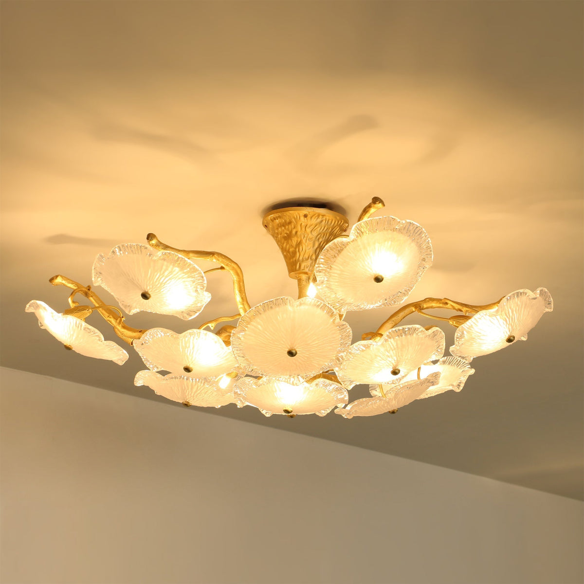 Kamal Branch Brass Crystal Flushmount