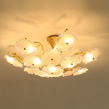 Kamal Branch Brass Crystal Flushmount