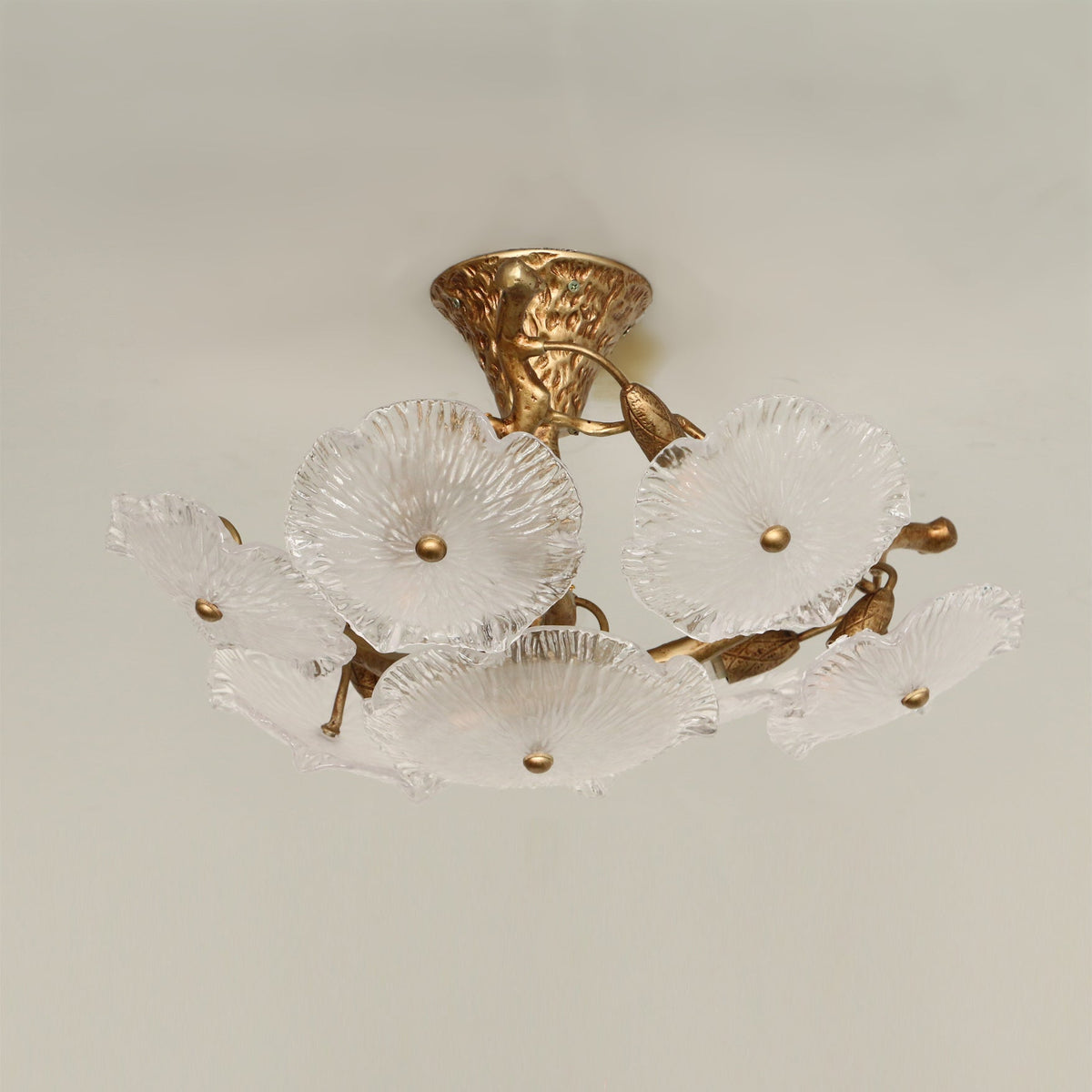 Kamal Branch Brass Crystal Flushmount