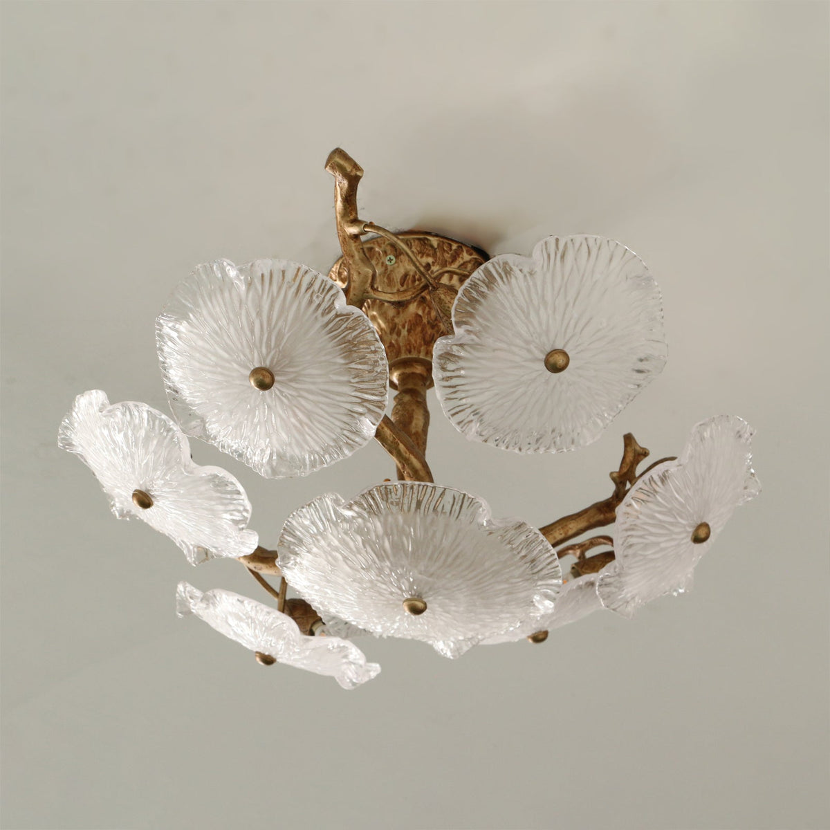 Kamal Branch Brass Crystal Flushmount