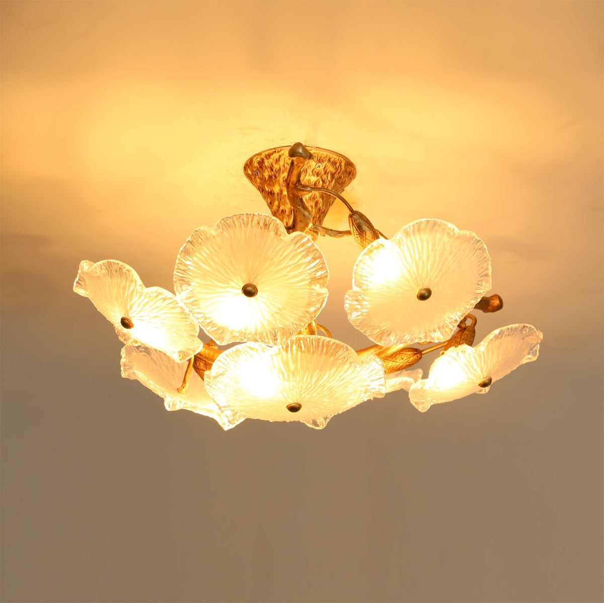 Kamal Branch Brass Crystal Flushmount