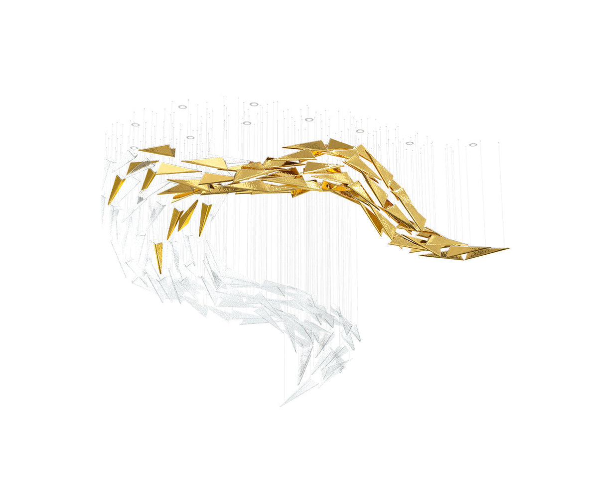 Luxury Icicle Glass and Metal Floating Chandelier with Elegant Finish for Living Room and Villa