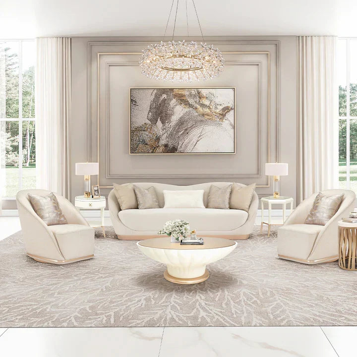 Modern Art Round Crystal Flower Chandelier with Gold Finish for Bedroom and Living Room